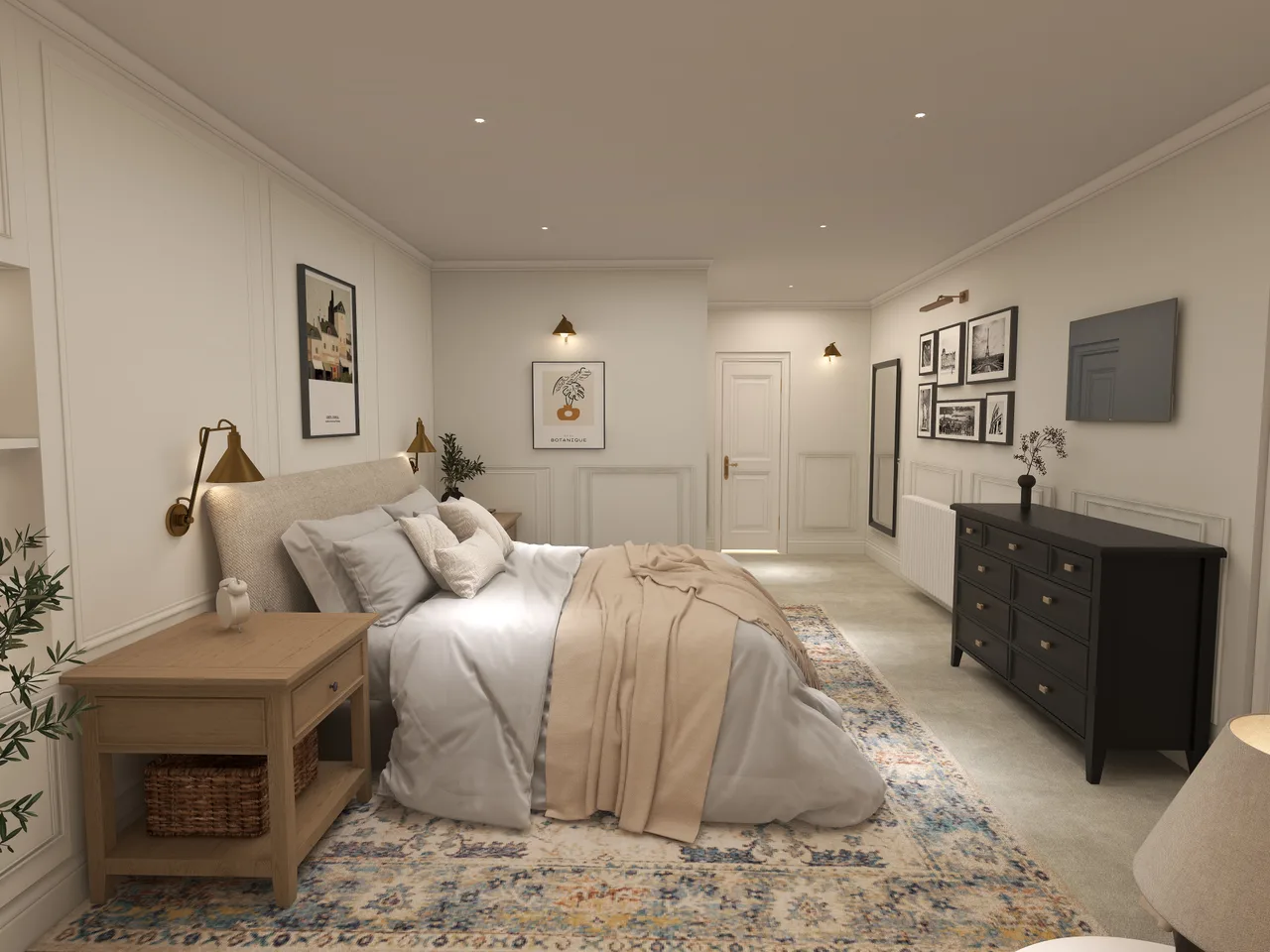 bedroom render, neutral palette, Bowmont Bedroom