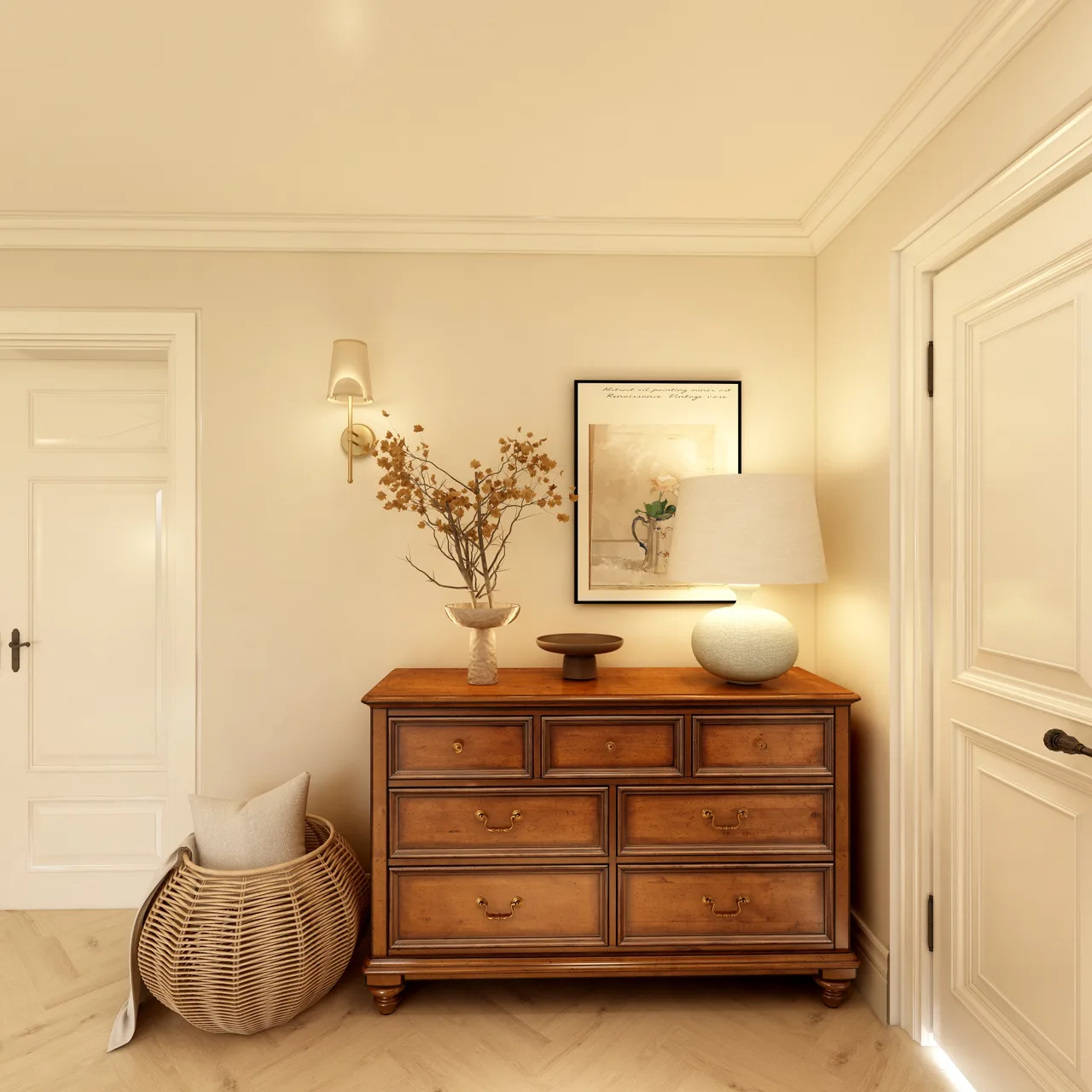 bedroom dresser, lamp, close crop, Braemar Bedroom